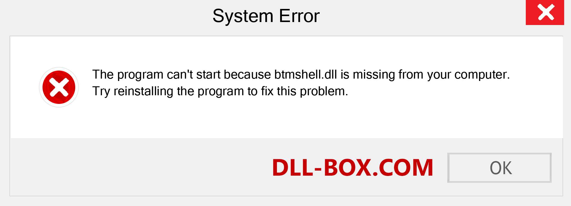  btmshell.dll file is missing?. Download for Windows 7, 8, 10 - Fix  btmshell dll Missing Error on Windows, photos, images